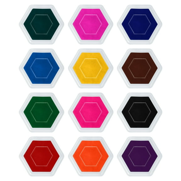 12 Colors Craft Ink Pads for Stamps, 12 Pack Hexagon DIY Fingerprint Stamp Ink Pad Washable