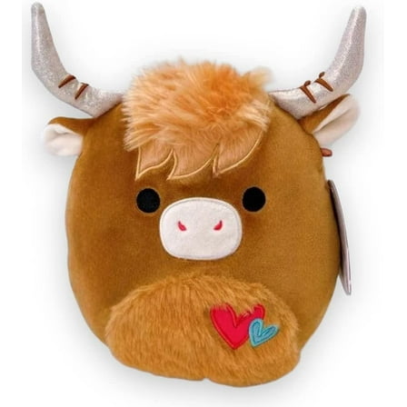 Squishmallows 8 Inch Wilfred the Highland Cow with Heart on His Belly 2023 Valentine's Edition