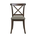 thumbnail image 4 of Dark Brown Wooden X-Back Dining Chairs (Set of 2) - Rubber Wood Kitchen Chairs, Fabric Upholstery, 20" Wide, Farmhouse Style for Dining Room, 4 of 9