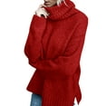 thumbnail image 3 of Langwyqu Autumn Winter Women Roll Neck Solid Knit Sweater Pullover, 3 of 5