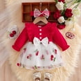 thumbnail image 2 of Atogsazn Toddler Baby Girls Clothes Set Infant Ruffle Long Sleeve Ribbed Tulle Dress with Headband Outfit Wine 9-12 Months Fashion, 2 of 9