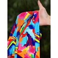 thumbnail image 7 of Multicolor Abstract Print Shirt Dress With Ruffle Lantern Sleeves And Side Slit, 7 of 7