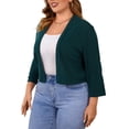 thumbnail image 2 of DreamFish Women's Plus Size 3/4 Sleeve Cropped Cardigans Open Front Short Shrugs for Dresses, 2 of 4