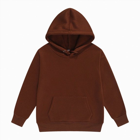 BOBOGOJP Unisex Boys Girls Fleece Hoodies Sweatshirt Long Sleeve Pullover with Pockets 5-14 Years (Coffee, 5-6 Years)