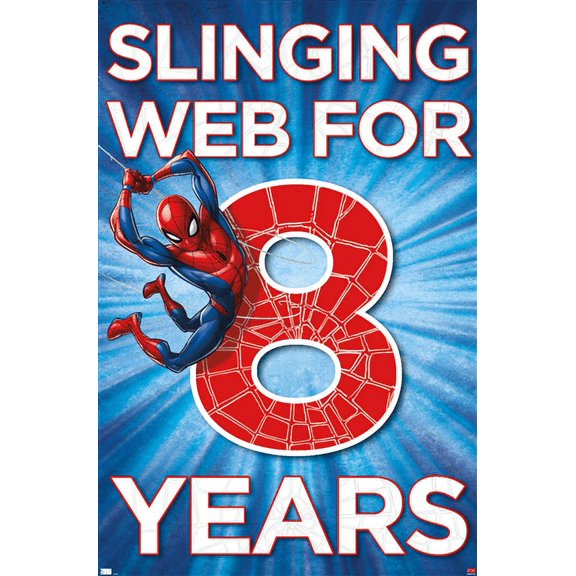 Marvel Spider-Man - Happy 8th Birthday Wall Poster, 22.375" x 34"