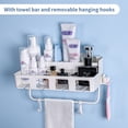 thumbnail image 4 of Multifunctional Wall Mounted Bathroom Shower Shelf Soap Shampoo Holder Organizer No Drilling Adhesive Bathroom Storage Basket with Towel Rack Rails & Removable Hooks, 4 of 8