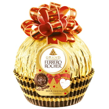 Grand Ferrero Rocher Fine Hazelnut Chocolate, Luxury Chocolate Gift for Valentine's Day, 4.4oz