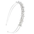 thumbnail image 5 of Diadema de boda con perlas, tocados de novia de doble banda plateada, accesorios para el cabello de cristal para mujer (1 unidad), 5 of 5