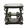 thumbnail image 2 of Gzxs Rustic End Desk, Traditional 26.3" Square Side Table w/ Wood Middle Shelf, Metal Frame, Clear Glass Top, Brown, 2 of 8