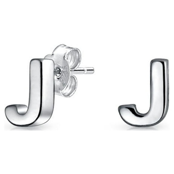 Bling Jewelry Womens ABC Alphabet Initial Stud Earrings Sterling Silver