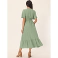 thumbnail image 4 of DARING DIVA Women's Swiss Dots Ruffle Midi Dresses L Light Green, 4 of 6
