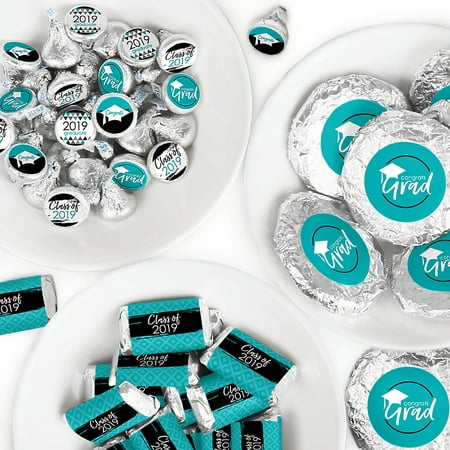 Teal Grad - Best is Yet to Come - Mini Candy Bar Wrappers, Round Candy Stickers and Circle Stickers - 2019 Turquoise Graduation Party Candy Favor Sticker Kit - 304