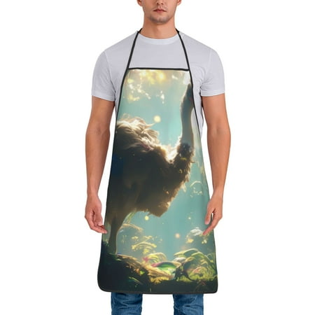 

Gaeub Majestic Ostrich In Forest Print Apron for Men and Women Waterproof Apron for Cooking Dishwashing Lab Butcher Dog Grooming