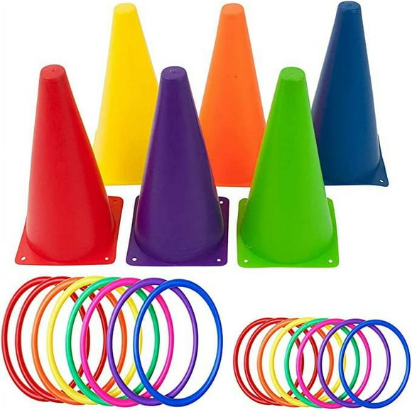 Plastic Cones Ring Toss Combo Set Outdoor Carnival Games for Kids Adults Birthda