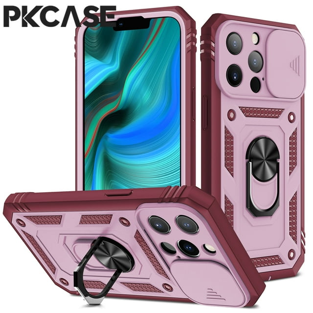 PKCASE Push Window Phone Case For iPhone 16 15 14 Pro Max 360 Degree Rotate Stand Shockproof Cover For iPhone 13 14 15 Plus tzw