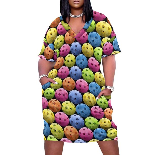Vestido largo holgado con bolsillos para mujer traje de playa multicolor Pickleballs