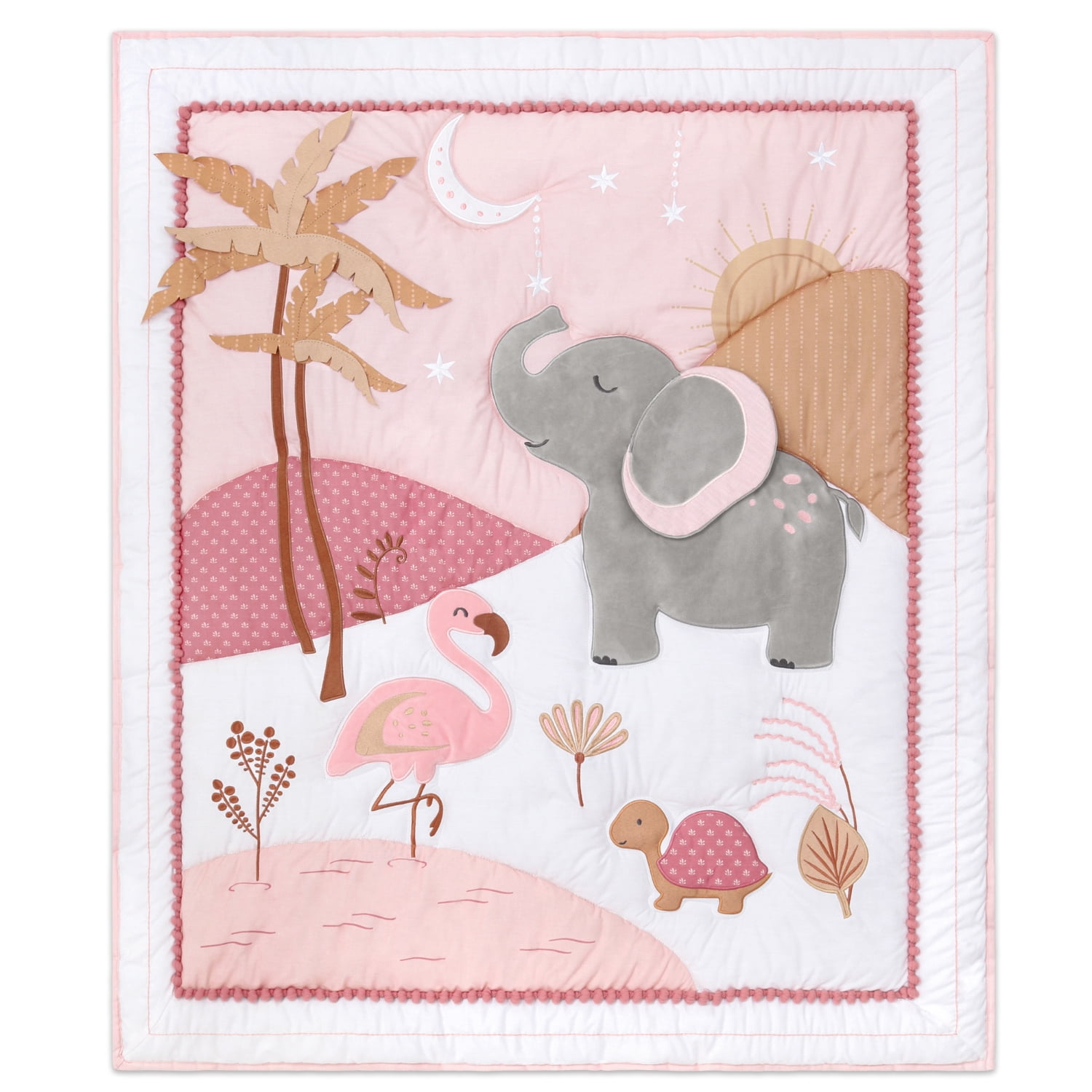 The Peanutshell Organic Cotton Crib Bedding Set for Baby Girls, Safari Oasis, 4 Pieces