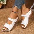 thumbnail image 2 of Slip On Wedge Sandals for Women Comfortable Open Toe Mules Adjustable Walking Platform Slides for Summer Travel White Size 9, 2 of 7