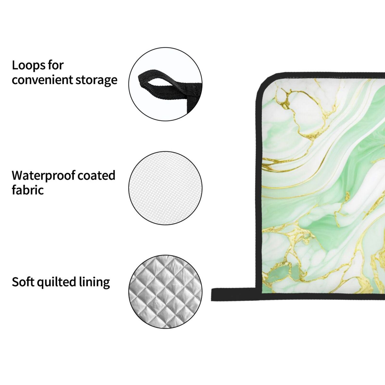 Naloa Green And Gold Abstract Marble Oven Mitts and Pot Holders 4 pcs Set, Cooking Baking Grilling Kitchen Oven Glove for Cooking
