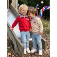 thumbnail image 6 of BemeyourBBs Toddler Baby Boy Patriotic Sweatshirt Shirts Infant Baby Boys 4th of July Outfit USA Flag in Tractor Embroidery Long Sleeve Lapel Half Zipper Pullover Sweater Shirt Tops, 6 of 9