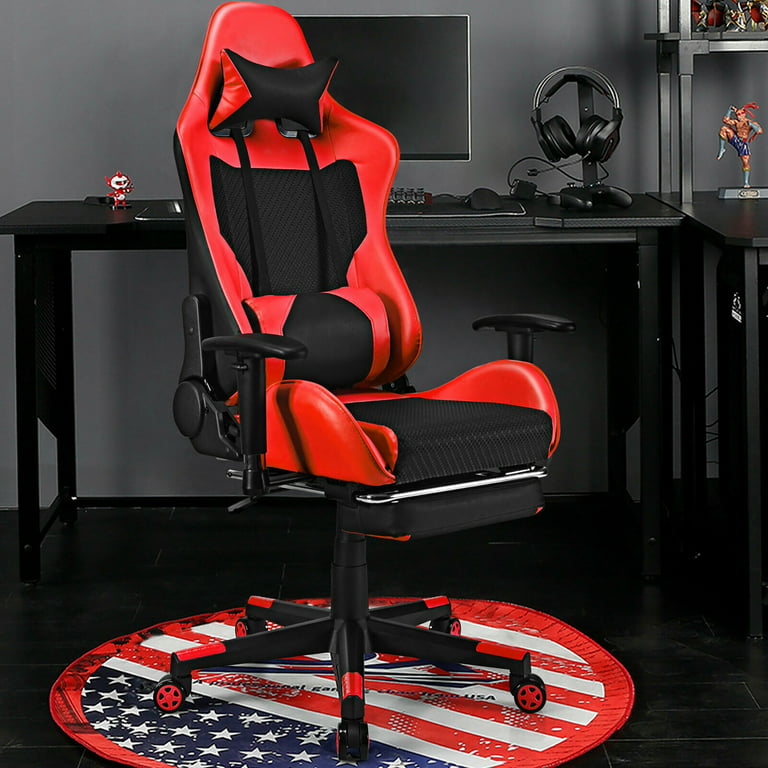 Costway Massage Red Gaming Chair Reclining Racing Chair with Lumbar Support  and Headrest HW62040RE - The Home Depot