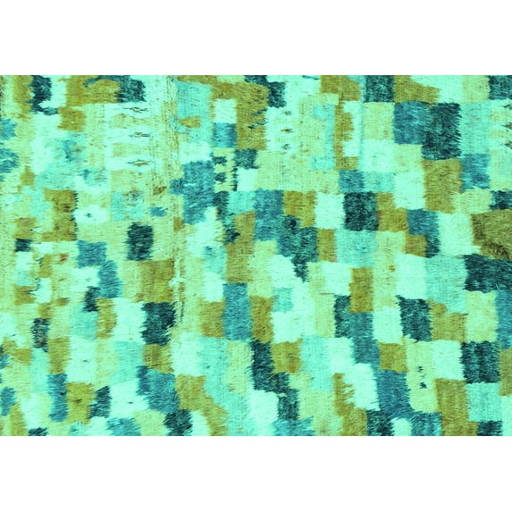 Ahgly Company Indoor Rectangle Abstract Turquoise Blue Modern Area Rugs, 2' x 3'