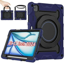 Iokmax for iPad Air 11-inch M2 (2024) Case with HD Screen Protector,Shoulder Strap,Pen Holder,Shockproof Rotate Handle Fold Stand Lightweight Kids Friendly Case for iPad Air 11 / Air 6th Generation
