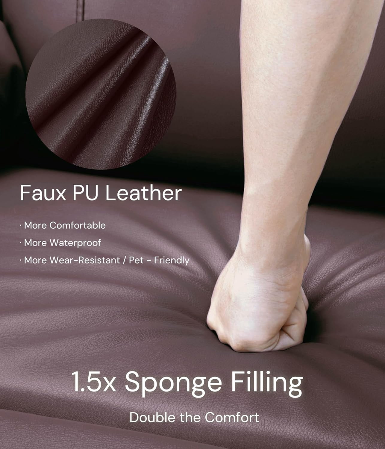 Oversized Recliner Chair - Faux PU Leather Large Manual Recliner for Adults, Exceptional Comfort Lazy Chair with 1.5X Sponge Filling and Easy Recline Mechanism for Relaxation