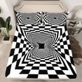 thumbnail image 2 of Homewish Classic Geometric Plaid Bed Sheets,Modern Aesthetic Art King Sheets,White Black Checkered Sheet Set For Boys Kids,Super Cozy Room Decor,4pcs, 2 of 7