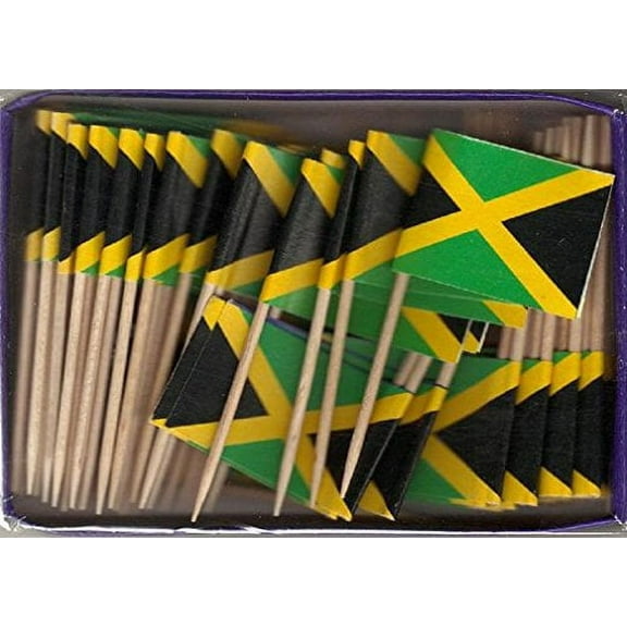 25 Box Wholesale Lot of Jamaica Toothpick Flags, 2500 Small Mini Jamaican Flag Cupcake Toothpicks or Cocktail Picks