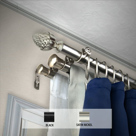 Domovina Morsel 13/16" Triple Curtain Rod-Color:Satin Nickel,Size:28-48"