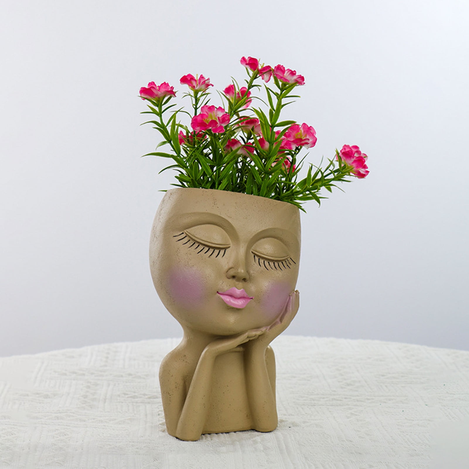 Hadanceo 4 colors Face Flower Pots Head Planter,Sleeping Beauty Human