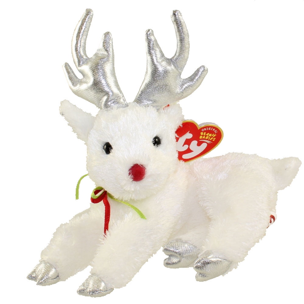Ty Beanie Babies 37252 Peppermint The White Reindeer Christmas Key Clip for sale online 