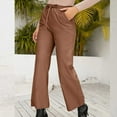 thumbnail image 7 of Women's Elastic High Waist Cropped Leather Pants Casual Loose Trousers Leather Straight Leg Wide Leg Pants, 7 of 7