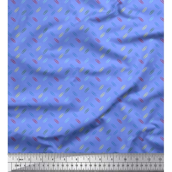 Soimoi Rayon Fabric Paper Clip Shirting Decor Fabric Printed Yard 56 Inch Wide