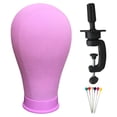 thumbnail image 1 of Cabeza de maniquí de cabeza de bloque de lona de 22 pulgadas colorida con cabeza de peluca de soporte para cabello Púrpura Yuyangstore cabeza de maniquí, 1 of 8