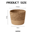 thumbnail image 5 of Straw Weaving Flower Plant Pot Wicker Basket Rattan Flowerpot Storage Basket Handmade Woven Planter Basket M, 5 of 5