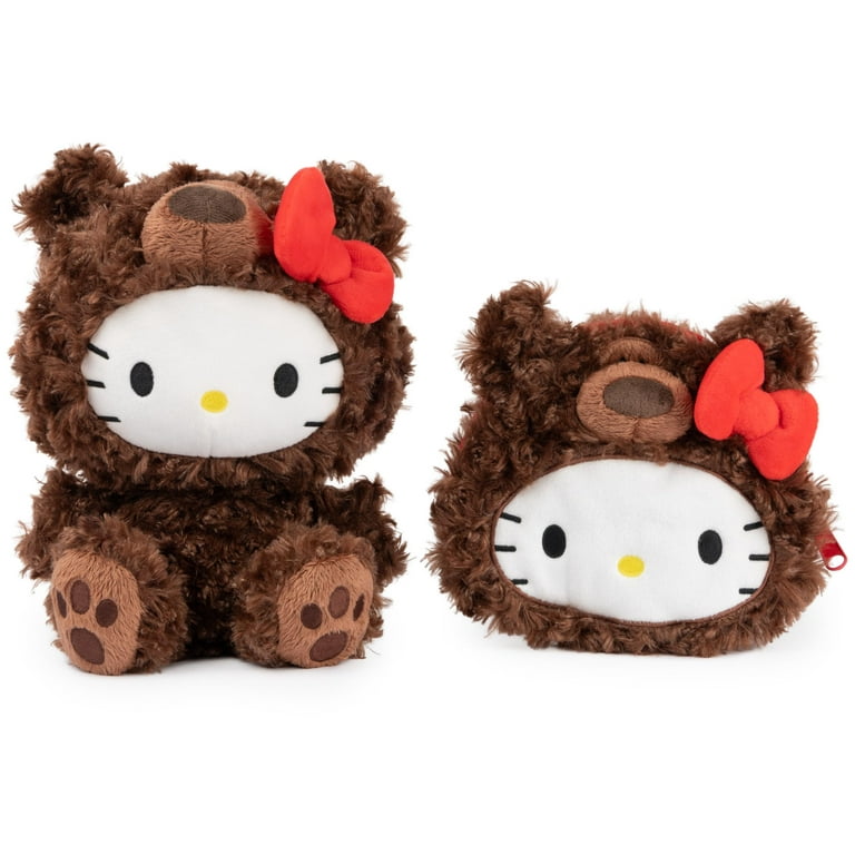 GUND Sanrio Hello Kitty Philbin Teddy Bear Plush Pouch with Zipper for Ages  1 and Up, Brown, 5.5 