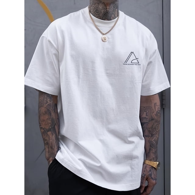 Camiseta creativa con estampado geométrico para hombre, informal, de manga corta y cuello redondo, ideal para verano y actividades al aire libre. Ideal para adultos, hombres, mujeres, adolescentes y j