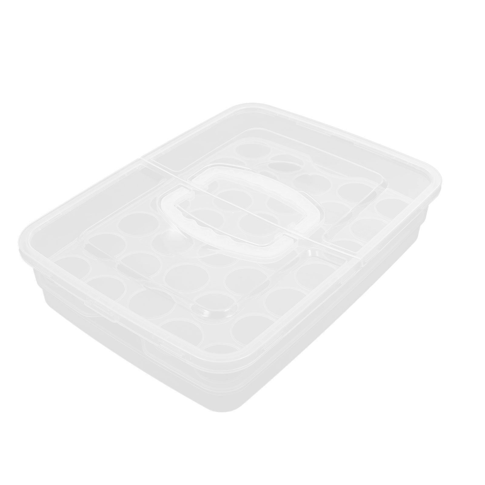 Raindrops Clear Plastic Storage Box with Lid, 34 Compartments Refrigerator Organizer for Eggs and Small Items