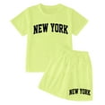 thumbnail image 4 of YuYuBao Toddler Girls Outfits Sets Summer Short Sleeve new york print Tee Shirts Tops And Shorts Pockets 2 piece children girls sports suits, 3-4 Years, 4 of 4