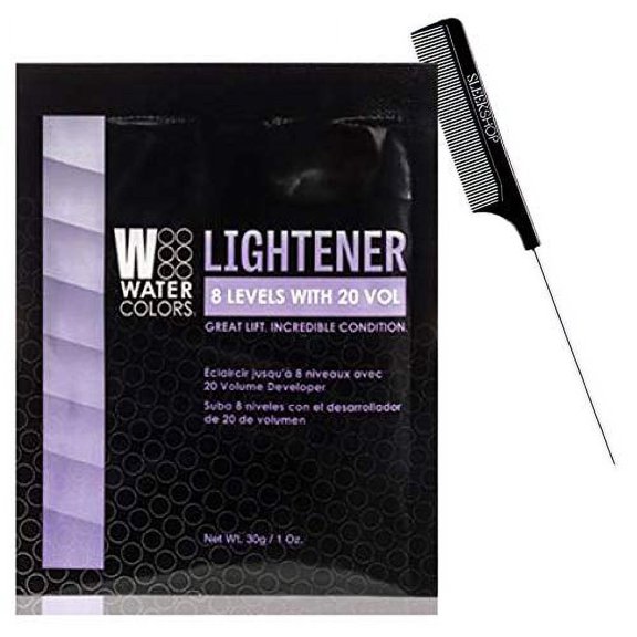 Watercolors by Tressa Lightener, Hair Bleach Conditioning Lightening, 8 Levels Lift, (w/ Sleek Comb) Water Colors Hair Dye Maintenance Wash (LIGHTENER - 1 oz packette (single use)) (PACK OF 1)