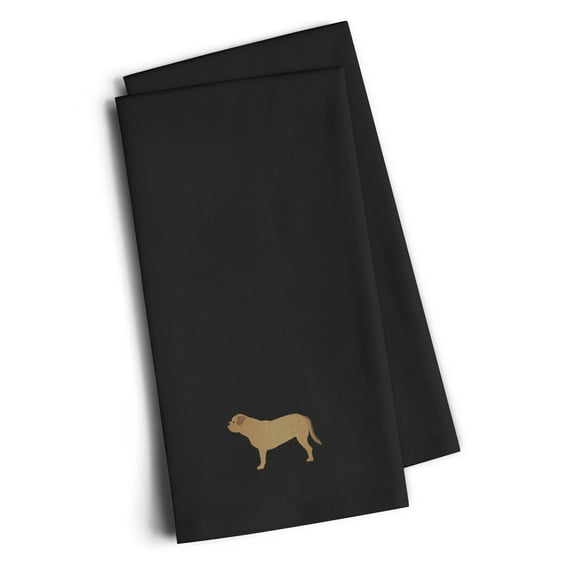 Dogue de Bordeaux Black Embroidered Towel Set of 2