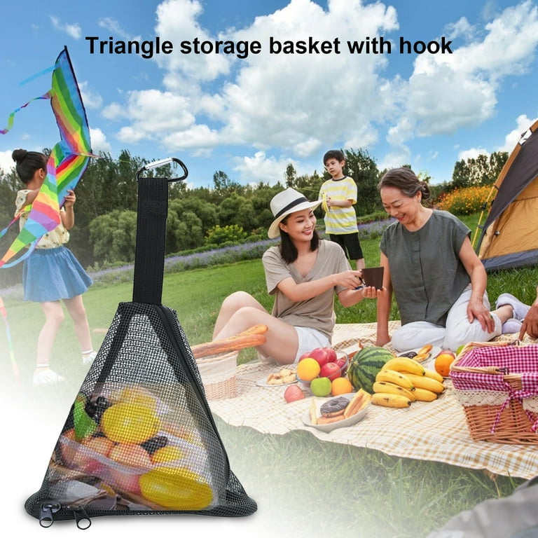 Outdoor Triangle Drying Mesh Foldable Storage Organizer Net Camping Hanging  Net