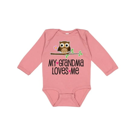 

Inktastic Grandma Loves Me Girls Owl Girls Long Sleeve Baby Bodysuit