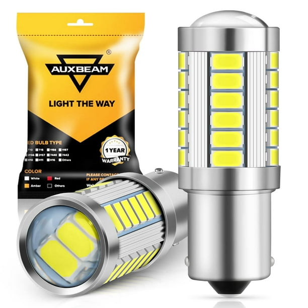 Bombillas LED Auxbeam 1156, luz inversa, 6500 K, color blanco P21W BA15S