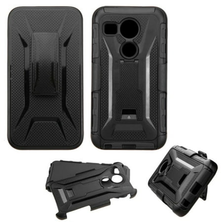 Insten Car Armor Hard Dual Layer Plastic Silicone Cover Case w/Holster For LG Google Nexus 5 - (Best Price For Google Nexus 5)