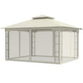 thumbnail image 2 of COOS BAY 13x11 Patio Outdoor Gazebo with Mosquito Netting, Two-Tier Canopy Tent with Screen Wall for Backyard, Lawn and Garden, Beige, 2 of 7