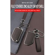 Leather Key Fob Cover for Jeep Wrangler JL JLU Gladiator 4XE 2018-2021 Accessories with Keychains Folding 3 Button Key Case for Jeep Wrangler Zinc Alloy Key Holder -A Keychain