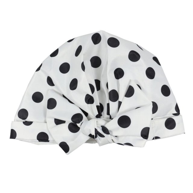 Injueey Ducha Gorros de baño Estampado de flores Impermeable Reutilizable Banda elástica Baño grueso Sombrero largo y corto Barbero Cocina Punto negro Type3 NO3 Injueey HA062078-14B